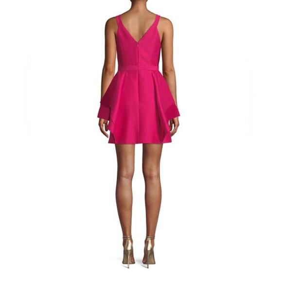 Halston Heritage Magenta Dramatic Flounce Mini Dress - 0 - Picture 3 of 8